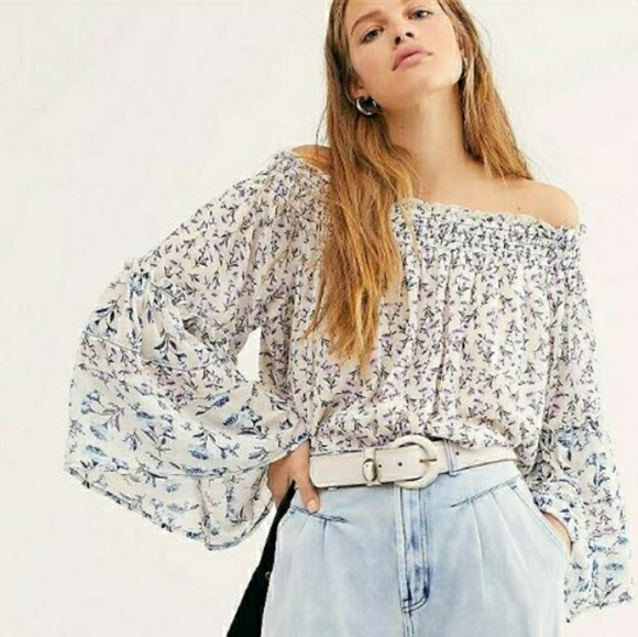 Free People Tops - FREE PEOPLE Rose Valley Printed Blouse